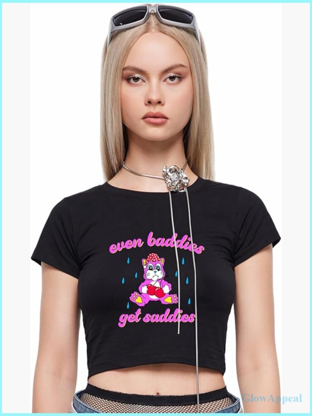 Y2K Crop Top Slim Fit Cotton Blend Short Sleeve Crew Neck Tee